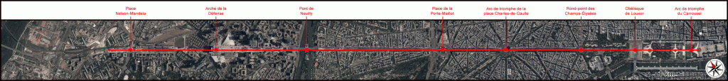 Vue cartographique de l'axe historique parisien